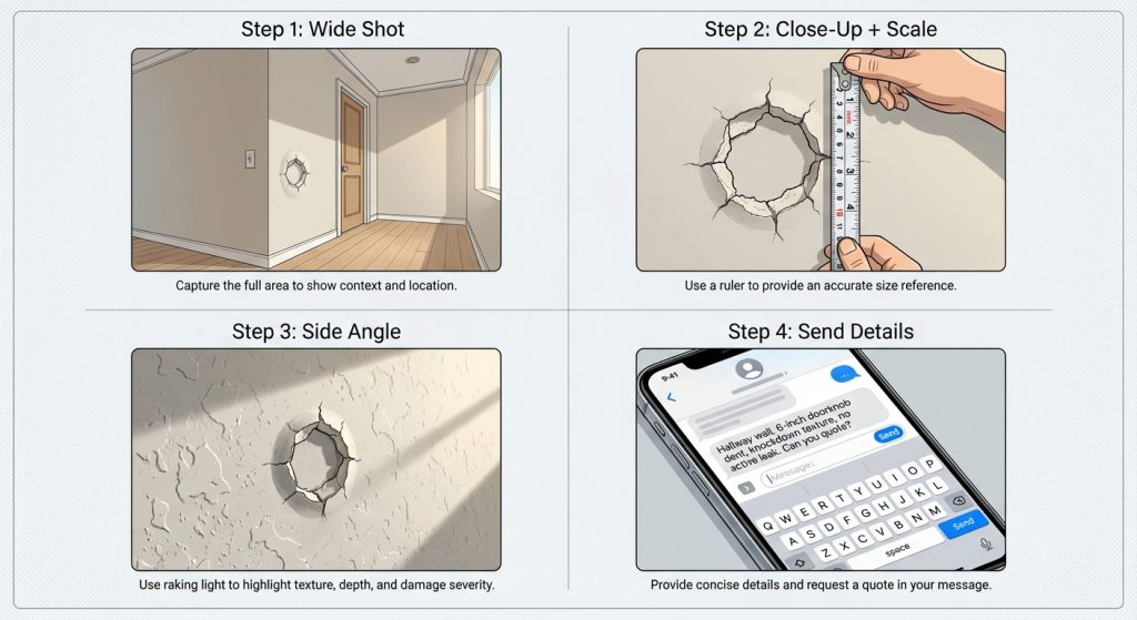 Step-by-step guide for documenting drywall damage and requesting a repair estimate in Barstow, CA