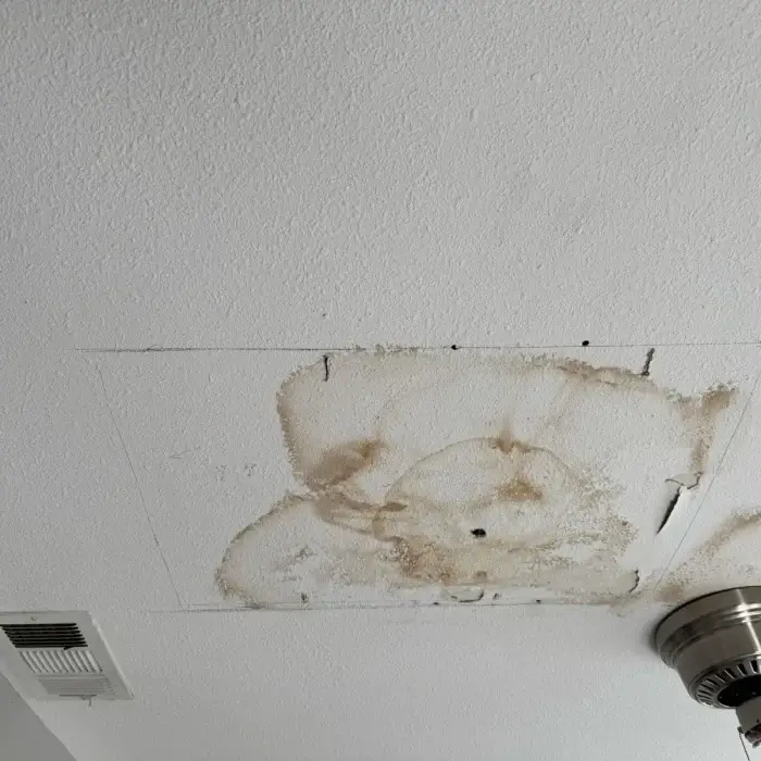 Ceiling stain marked for cut-out