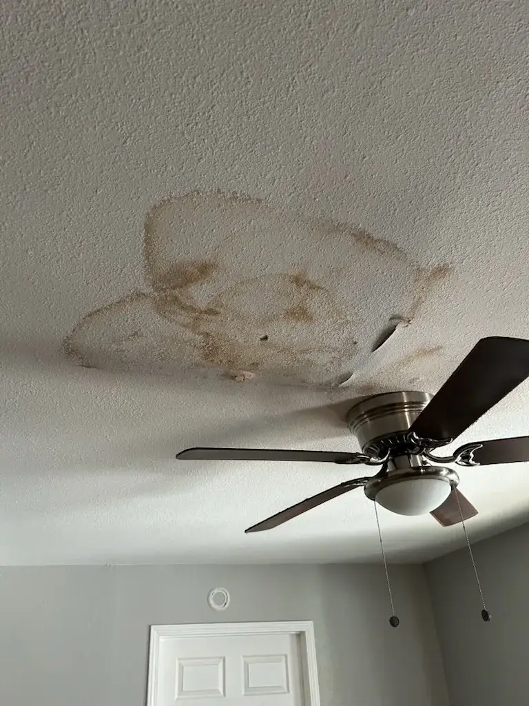 Ceiling water stain before repair