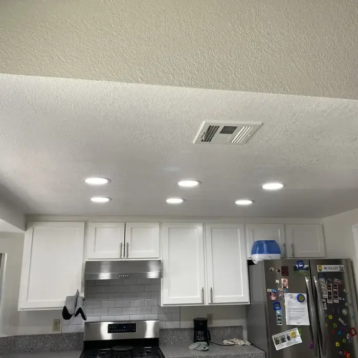 Finished kitchen ceiling after lightwell conversion