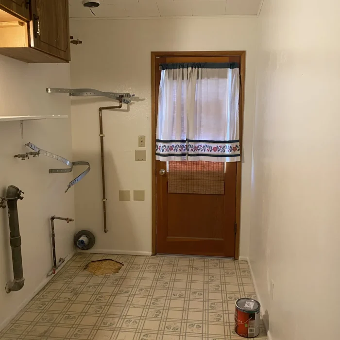 Repaired laundry room after repipe