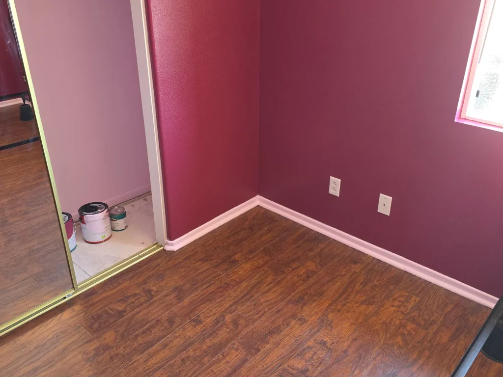 Restored painted room after flood cut repair